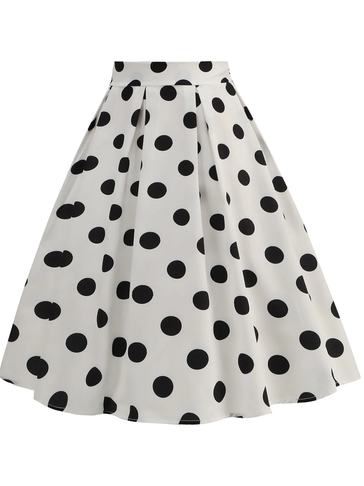 Clearance Retro Stage Retro 1950s Polka Dots Solid Zipper Skirt