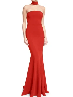 Sale Retro Stage Retro 1930s Solid Halter Mermaid Dress