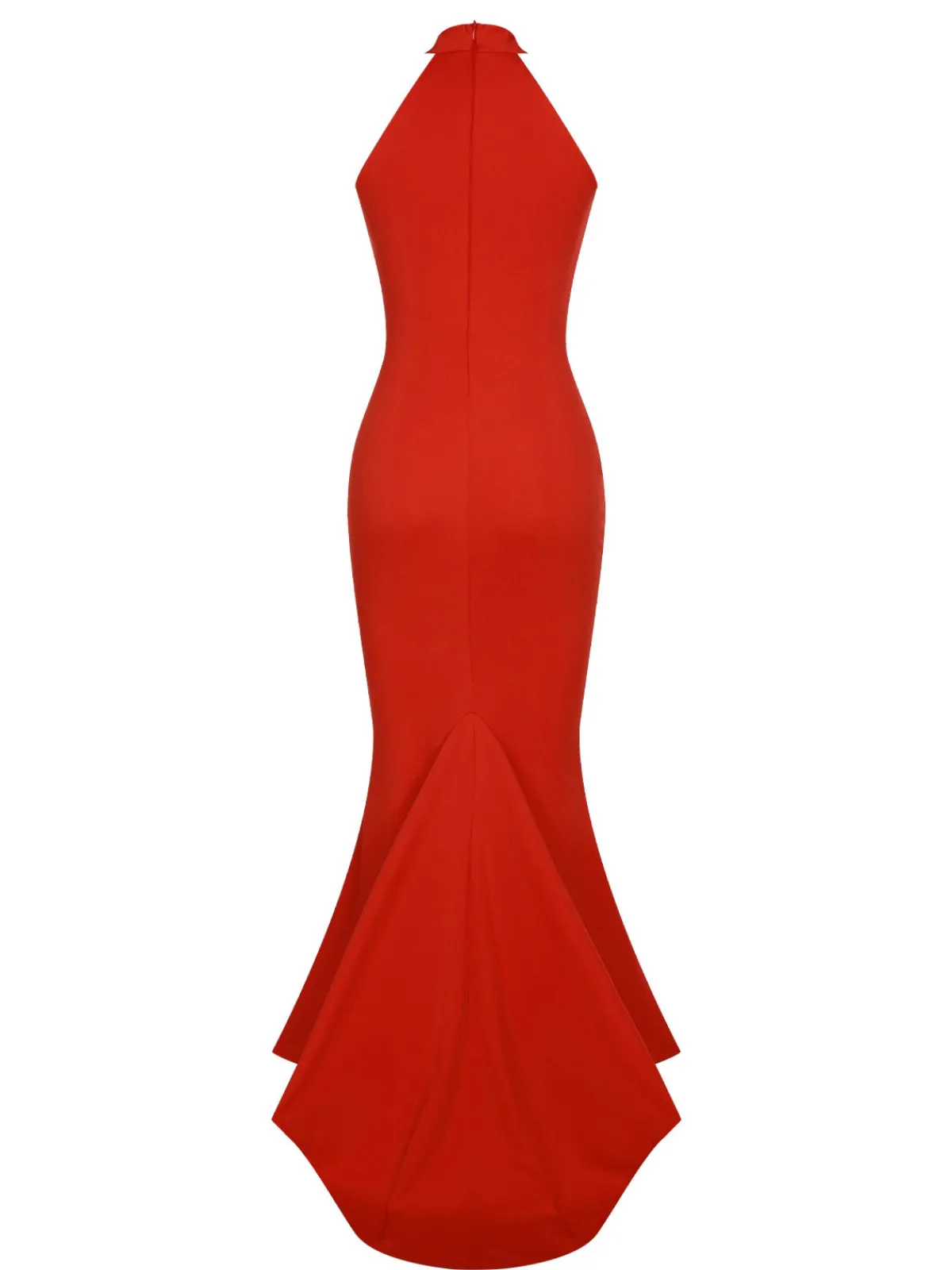 Sale Retro Stage Retro 1930s Solid Halter Mermaid Dress