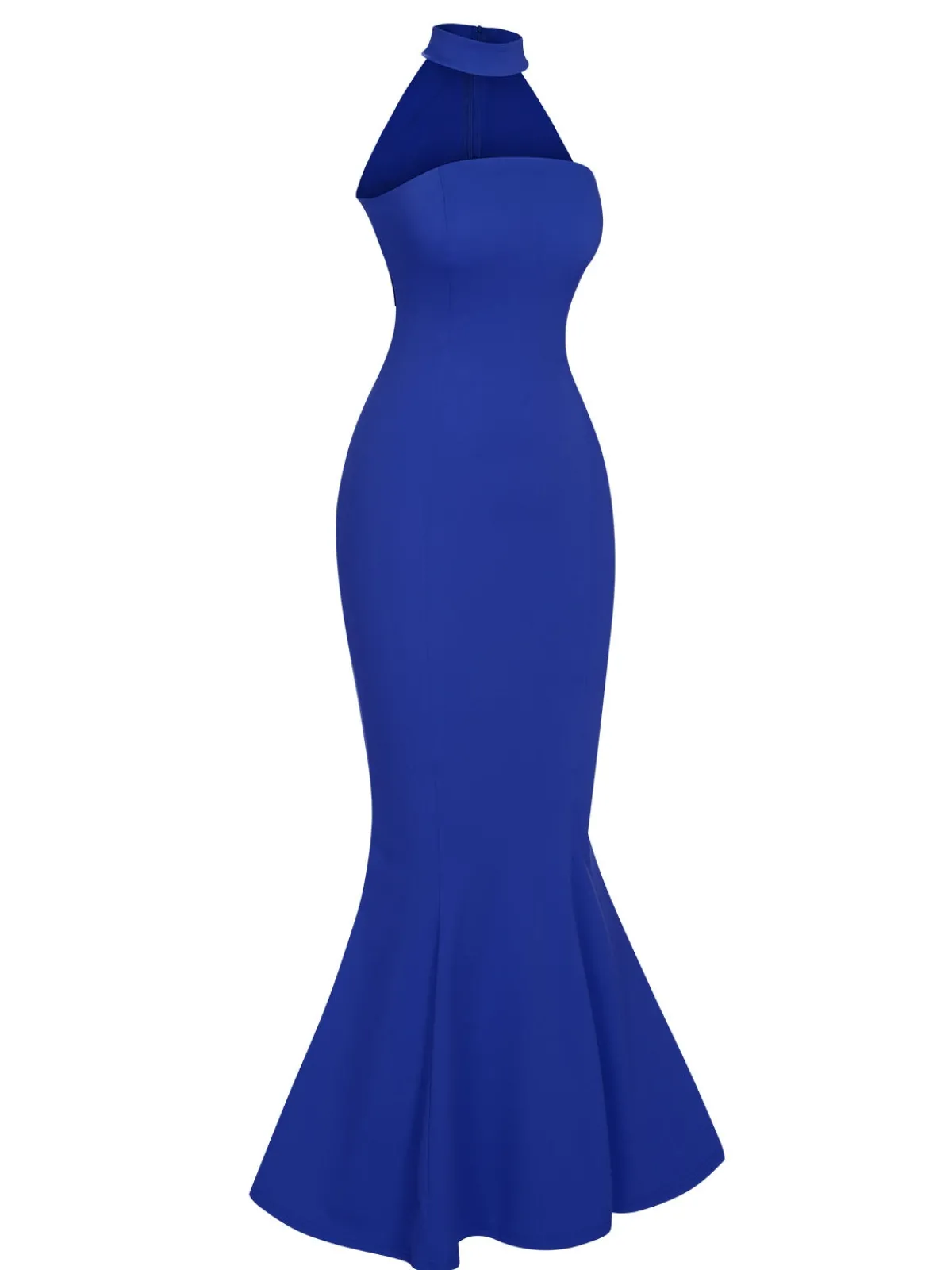 Sale Retro Stage Retro 1930s Solid Halter Mermaid Dress