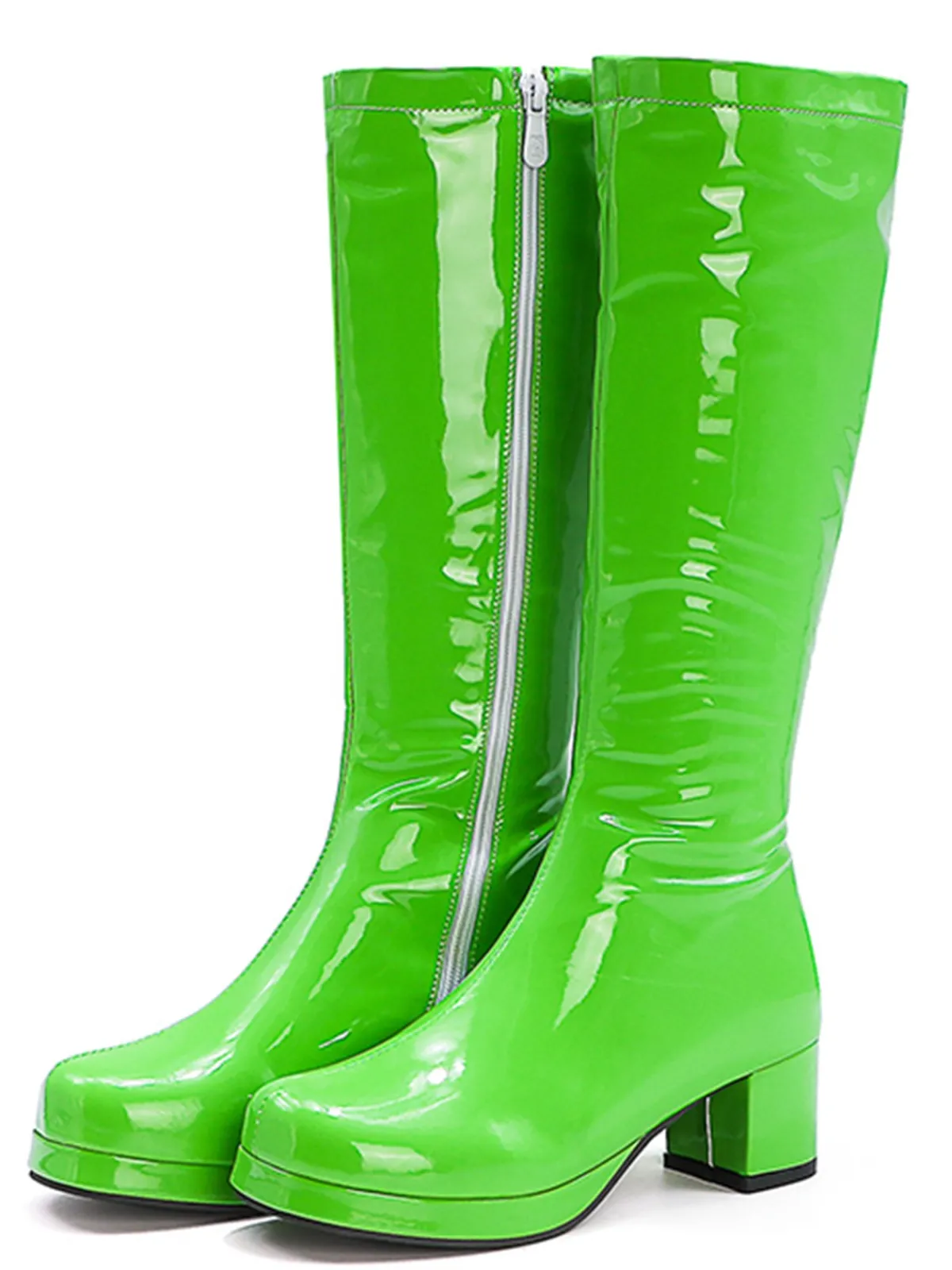 Fashion Retro Stage Retro Shiny Patent Leather Thigh-High Boots