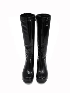 Fashion Retro Stage Retro Shiny Patent Leather Thigh-High Boots