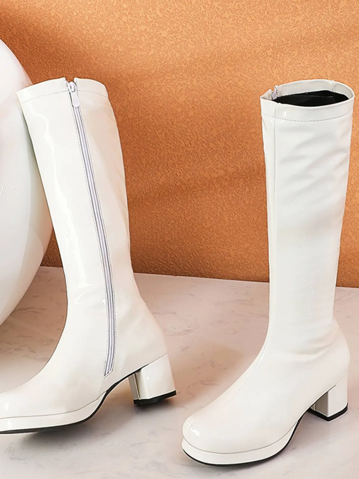 Fashion Retro Stage Retro Shiny Patent Leather Thigh-High Boots