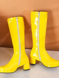 Fashion Retro Stage Retro Shiny Patent Leather Thigh-High Boots