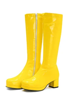 Fashion Retro Stage Retro Shiny Patent Leather Thigh-High Boots