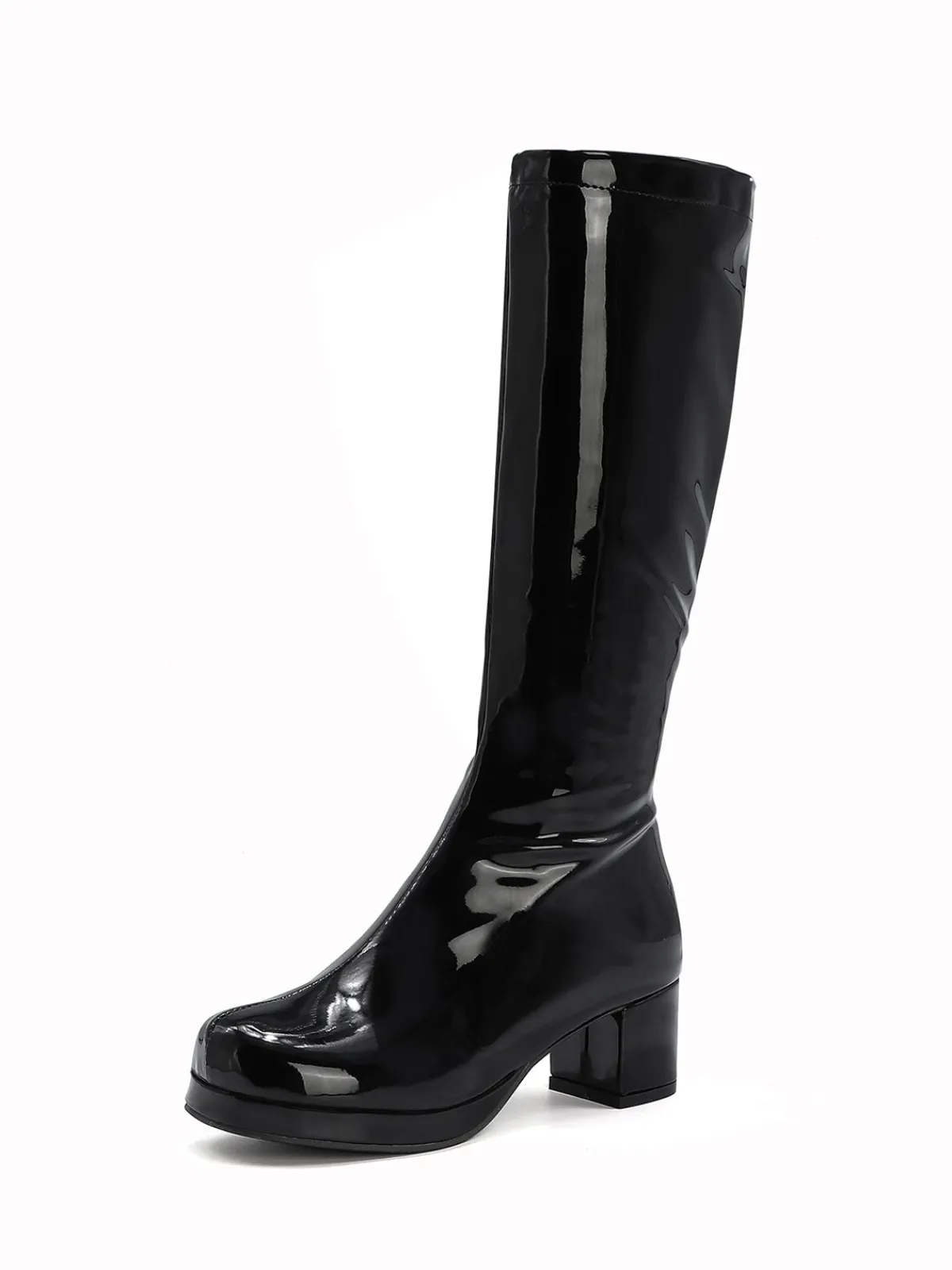Fashion Retro Stage Retro Shiny Patent Leather Thigh-High Boots