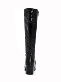 New Retro Stage Retro Shiny Patent Leather Thigh-High Boots