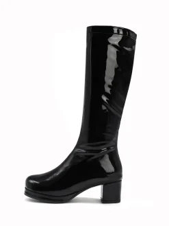 New Retro Stage Retro Shiny Patent Leather Thigh-High Boots