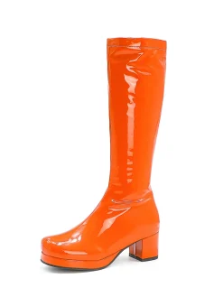 New Retro Stage Retro Shiny Patent Leather Thigh-High Boots