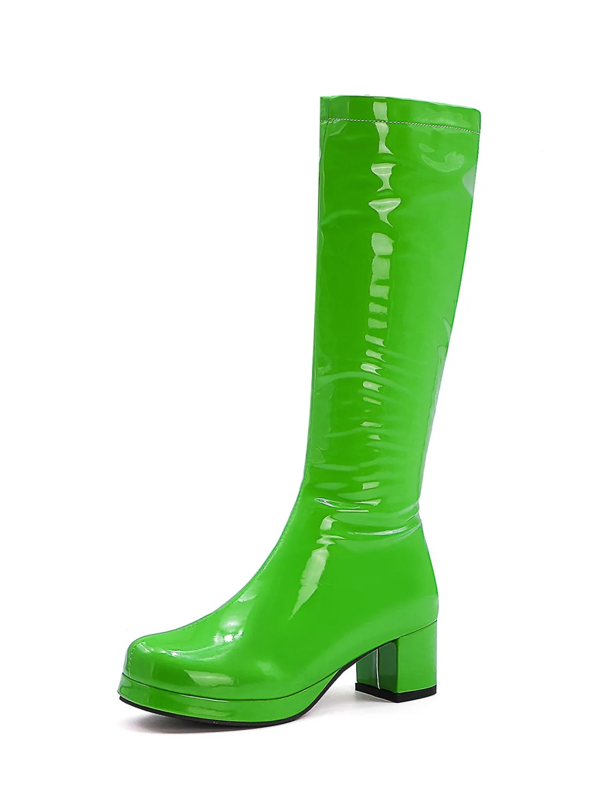 New Retro Stage Retro Shiny Patent Leather Thigh-High Boots