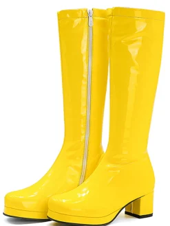 New Retro Stage Retro Shiny Patent Leather Thigh-High Boots