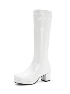 New Retro Stage Retro Shiny Patent Leather Thigh-High Boots