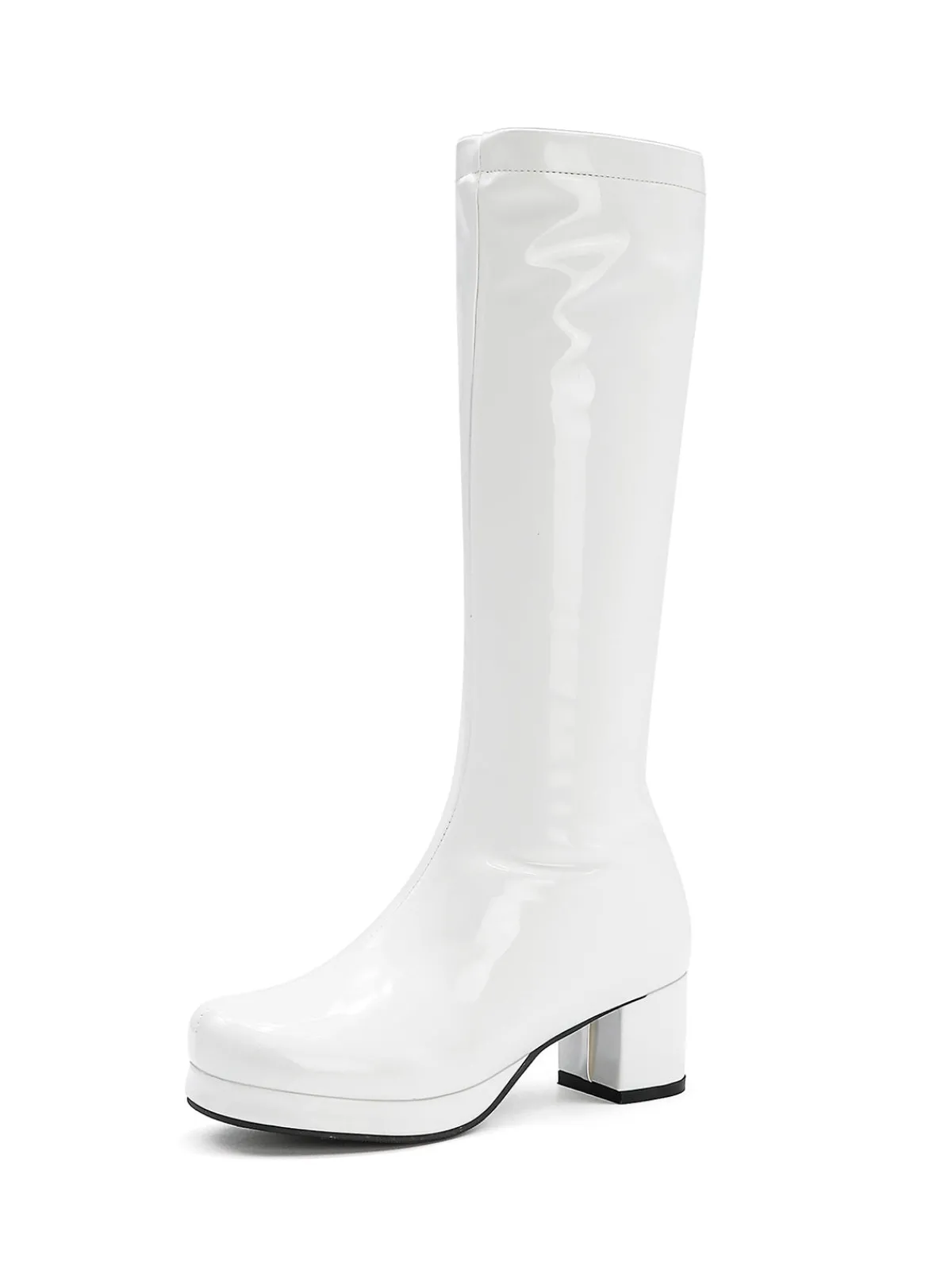 New Retro Stage Retro Shiny Patent Leather Thigh-High Boots