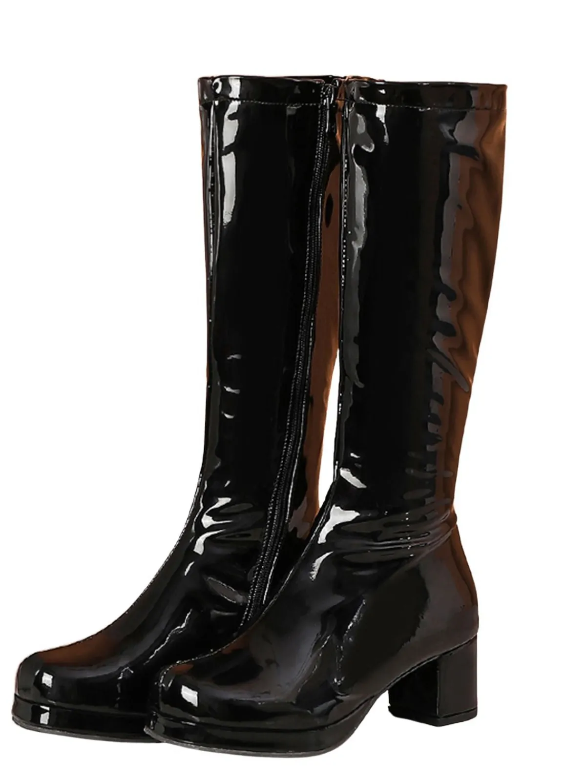 New Retro Stage Retro Shiny Patent Leather Thigh-High Boots
