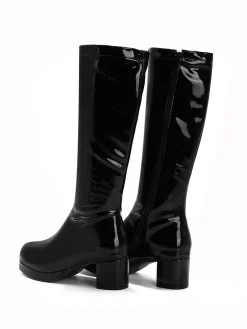 New Retro Stage Retro Shiny Patent Leather Thigh-High Boots