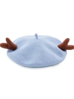 Online Retro Stage Retro Solid Antlers Wool Berets