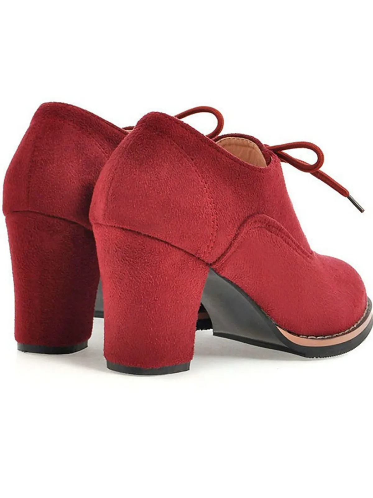 New Retro Stage Retro Solid Lace-up Thick Heel Shoes