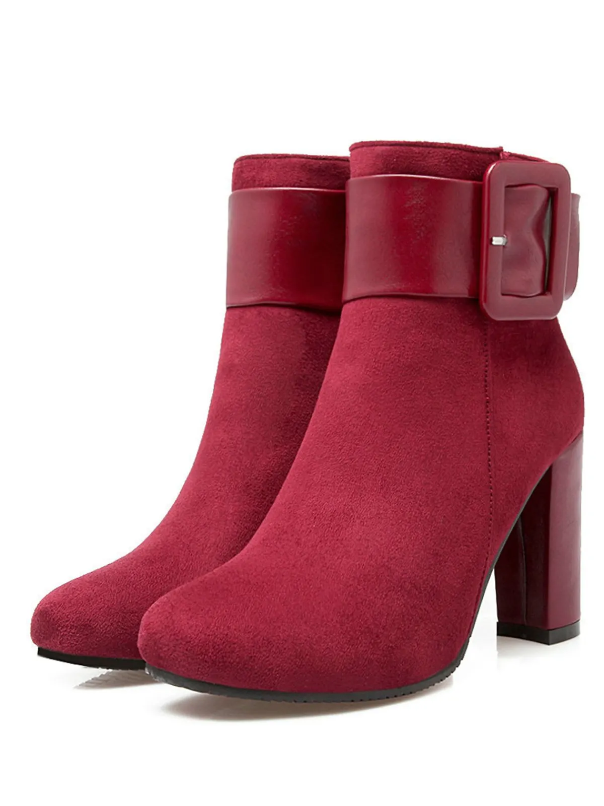 Discount Retro Stage Retro Solid Thick Heel Short Boots