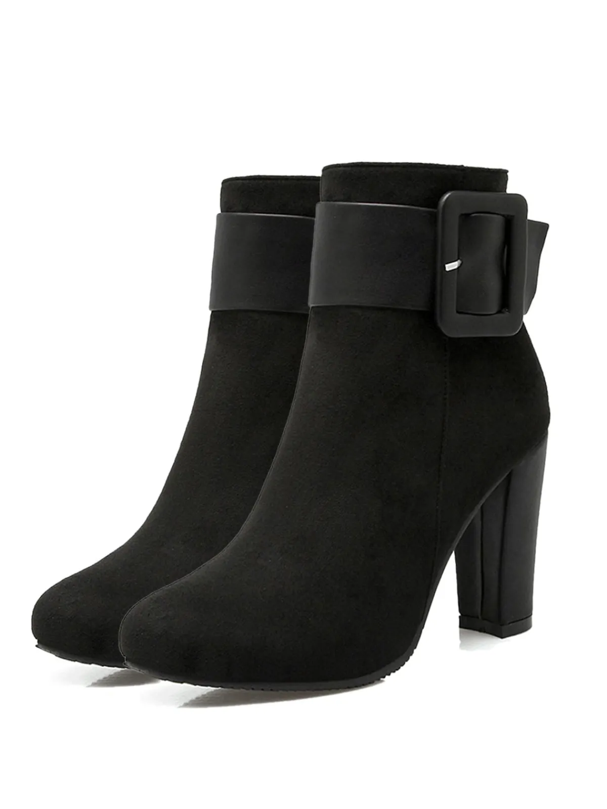Discount Retro Stage Retro Solid Thick Heel Short Boots