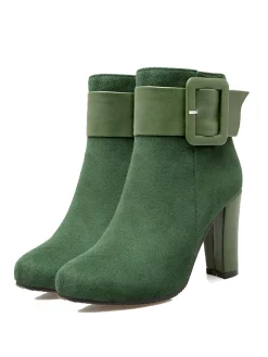 Discount Retro Stage Retro Solid Thick Heel Short Boots