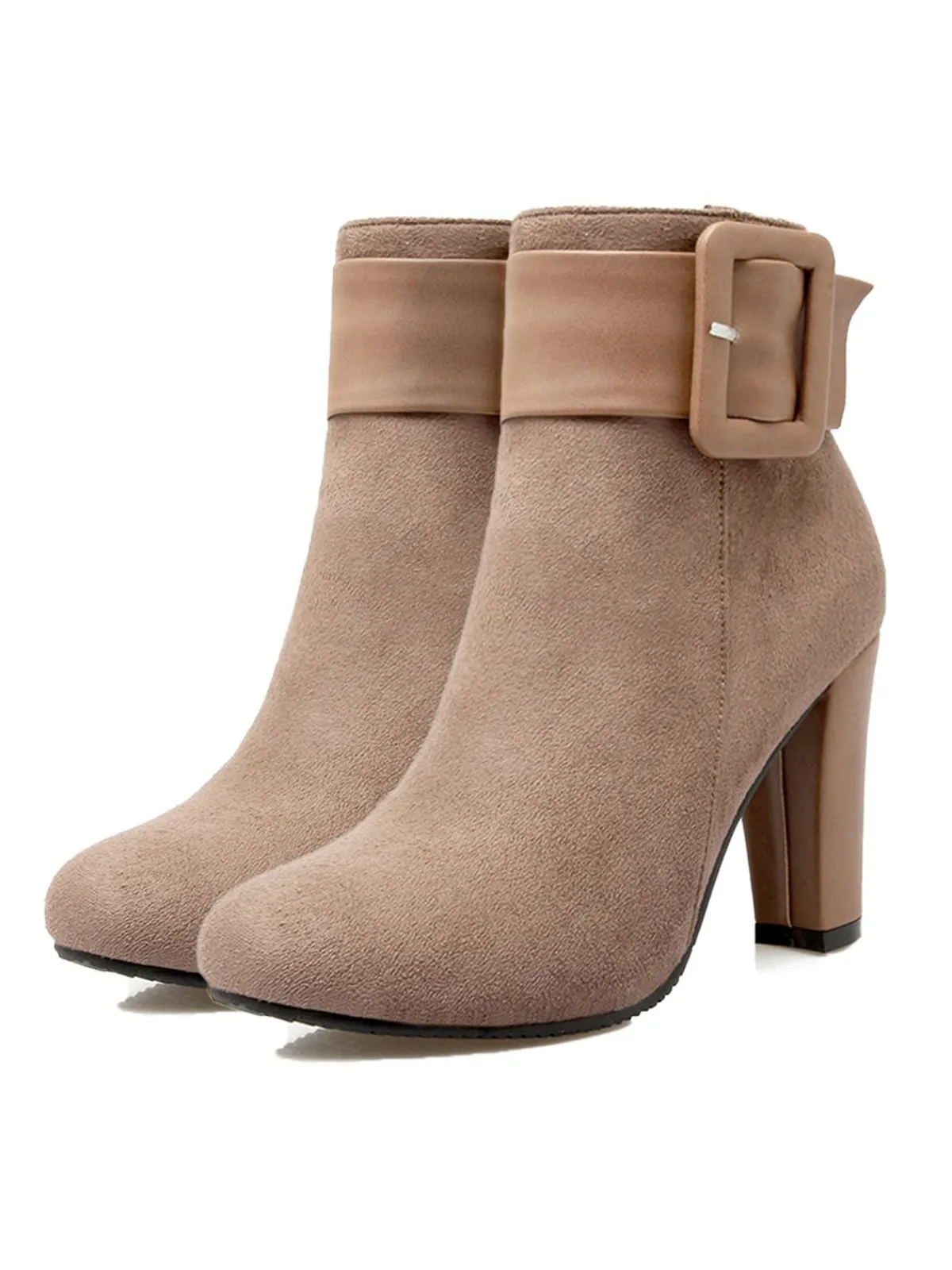 Discount Retro Stage Retro Solid Thick Heel Short Boots