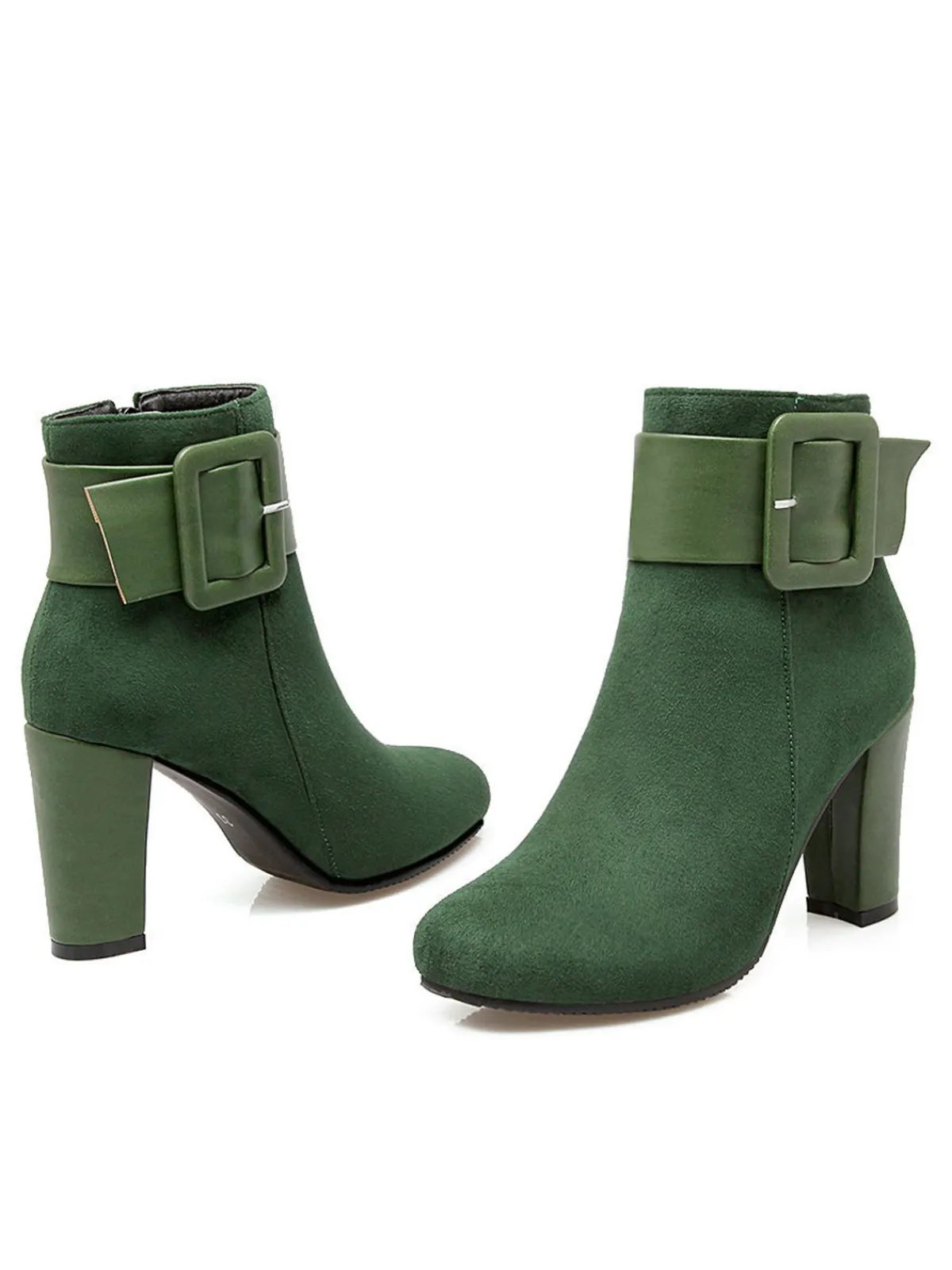 Discount Retro Stage Retro Solid Thick Heel Short Boots