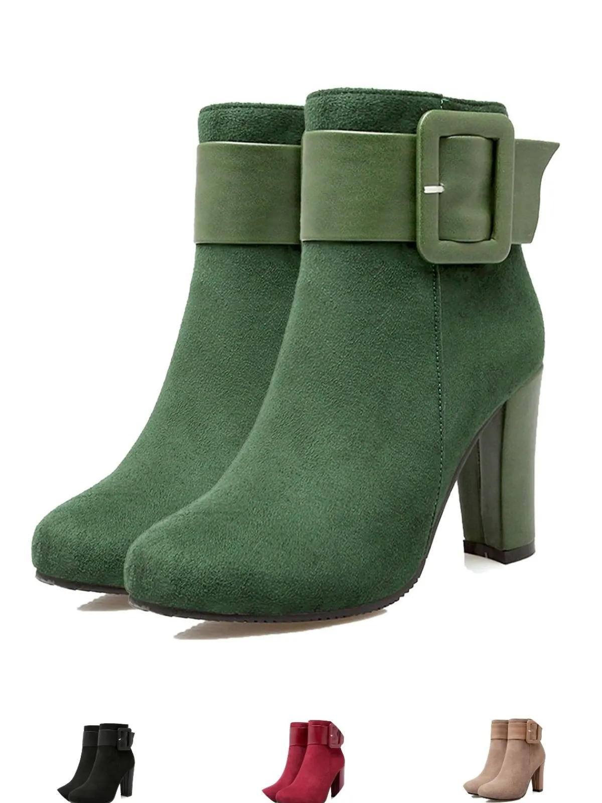 New Retro Stage Retro Solid Thick Heel Short Boots