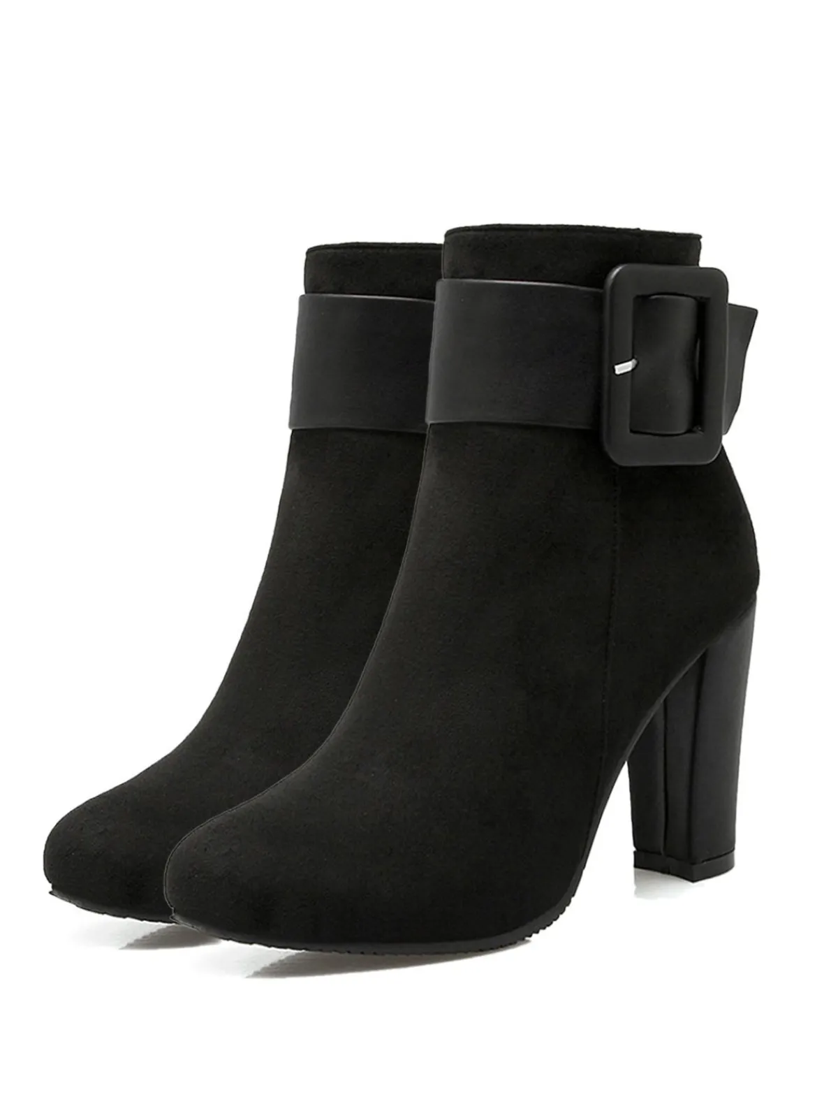 New Retro Stage Retro Solid Thick Heel Short Boots
