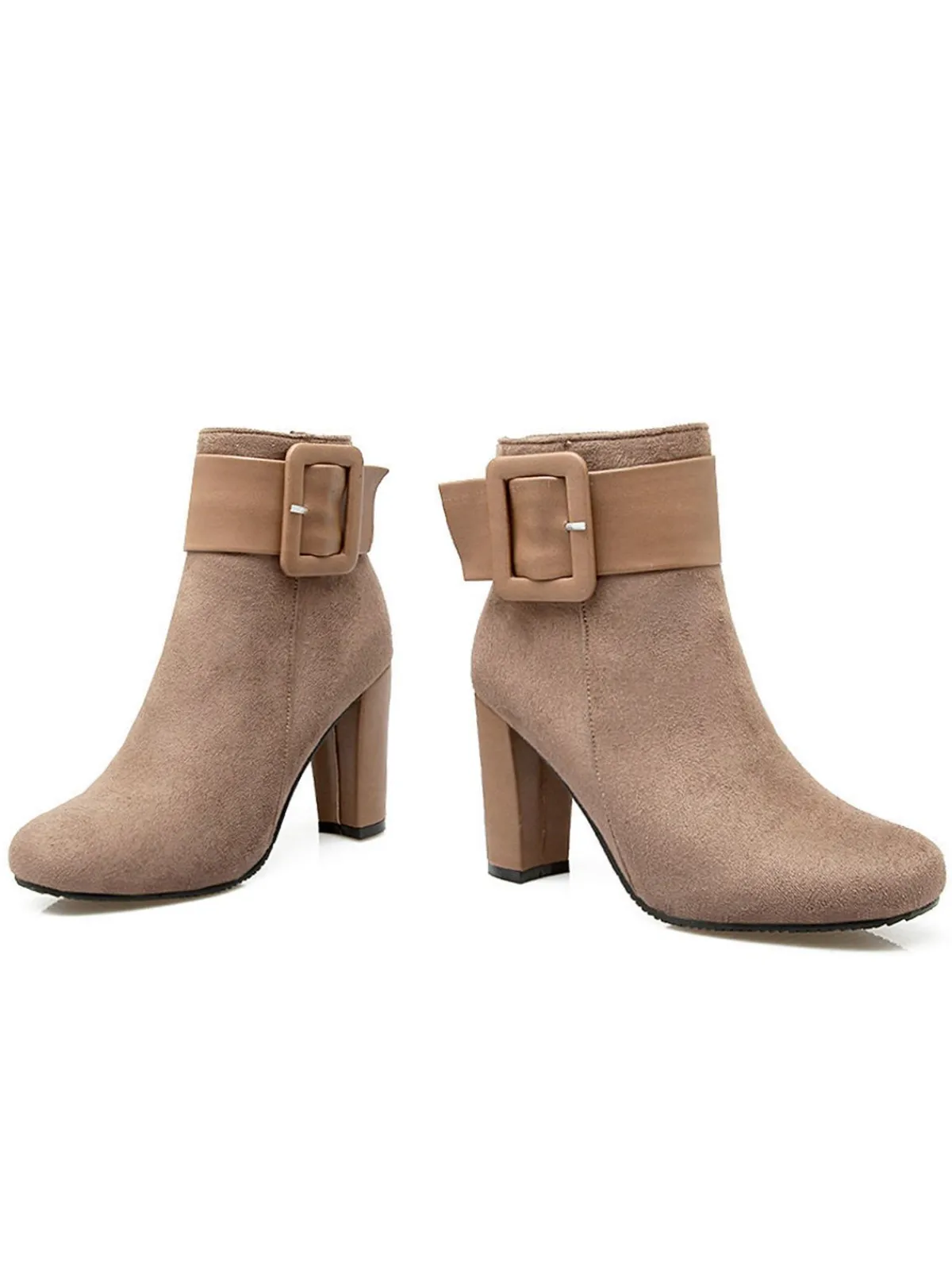 New Retro Stage Retro Solid Thick Heel Short Boots