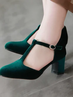 Sale Retro Stage Retro T-Strap Mary Jane High Heel Shoes