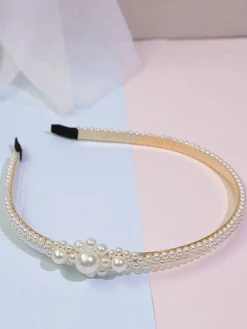 Fashion Retro Stage Retro White Pearls Headband