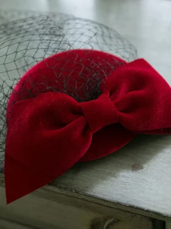 Online Retro Stage Retro Wine Red Bowknot Fascinator