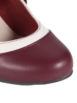 Fashion Retro Stage Retro Lace-Up Stiletto Shoes Wine Red