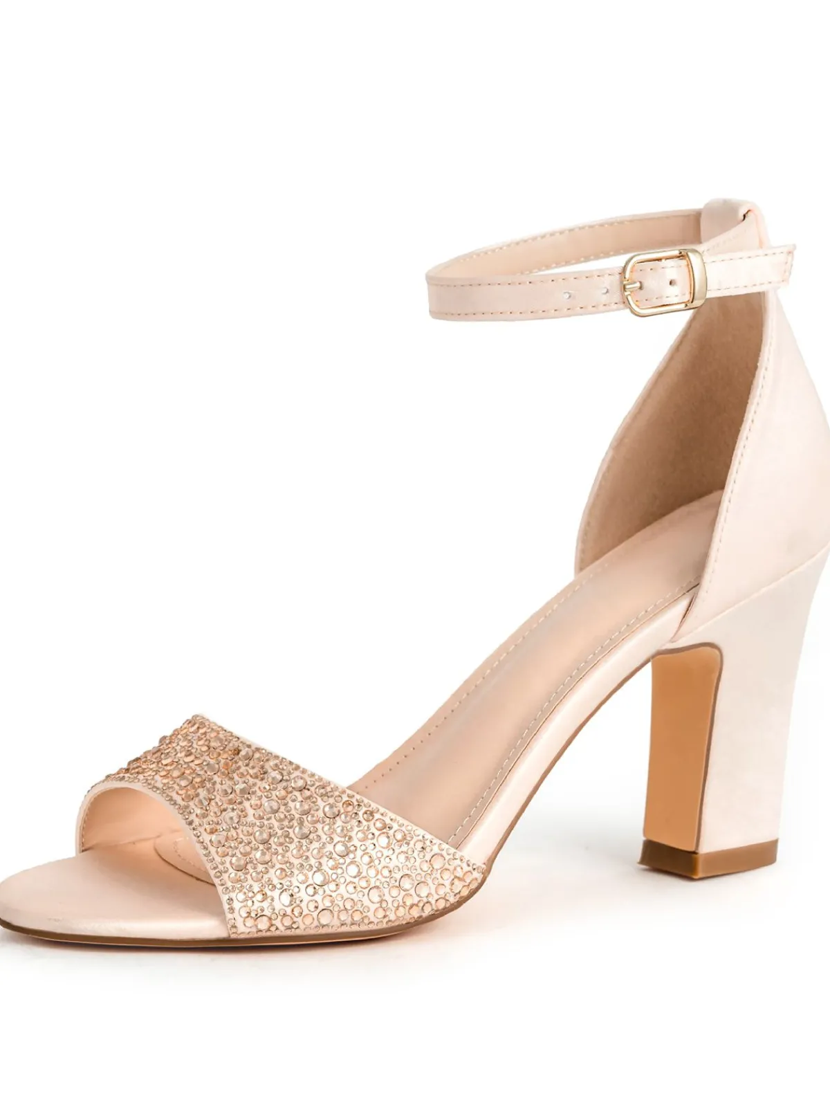 New Retro Stage Rhinestone Solid Ankle Strap High Heel Sandals
