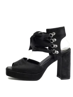 New Retro Stage Ribbon Bow Lace-Up Chunky Heel Sandals