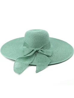Hot Retro Stage Ribbon Wide Brim Raffia Sun Hat