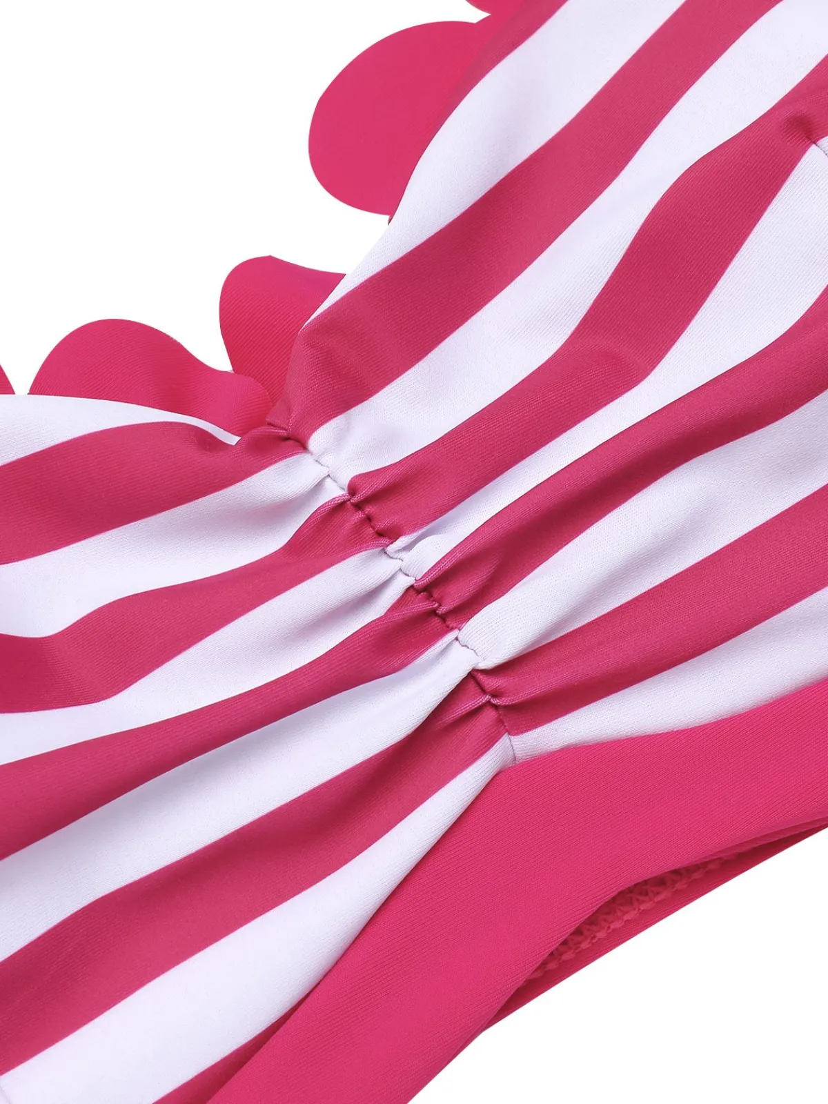 New Retro Stage 1960s Stripes Halter Bikini Set Rose Pink