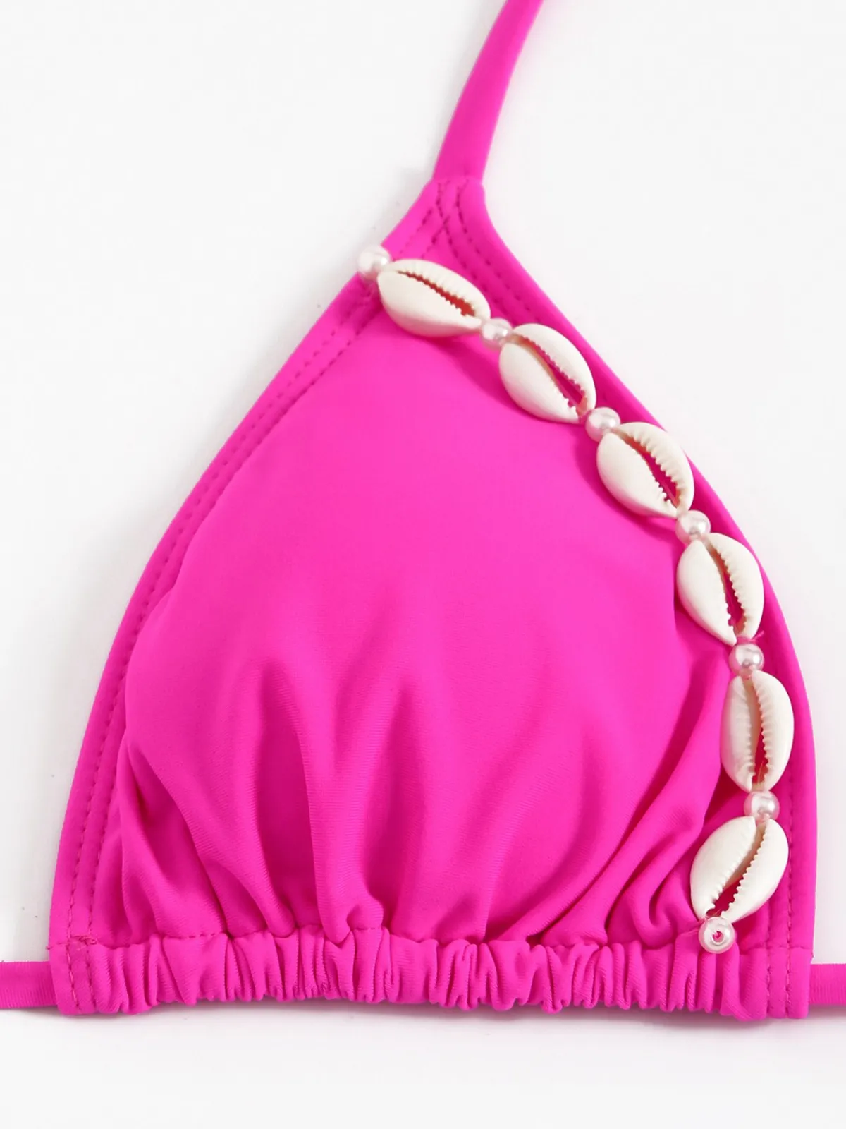 Best Retro Stage 1940s Boho Seashell Halter Bikini Set Rose Red