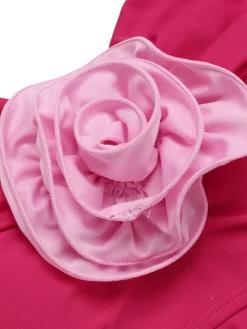 Discount Retro Stage 1930s 3D Rose Off Shoulder Swimsuit Rose Red