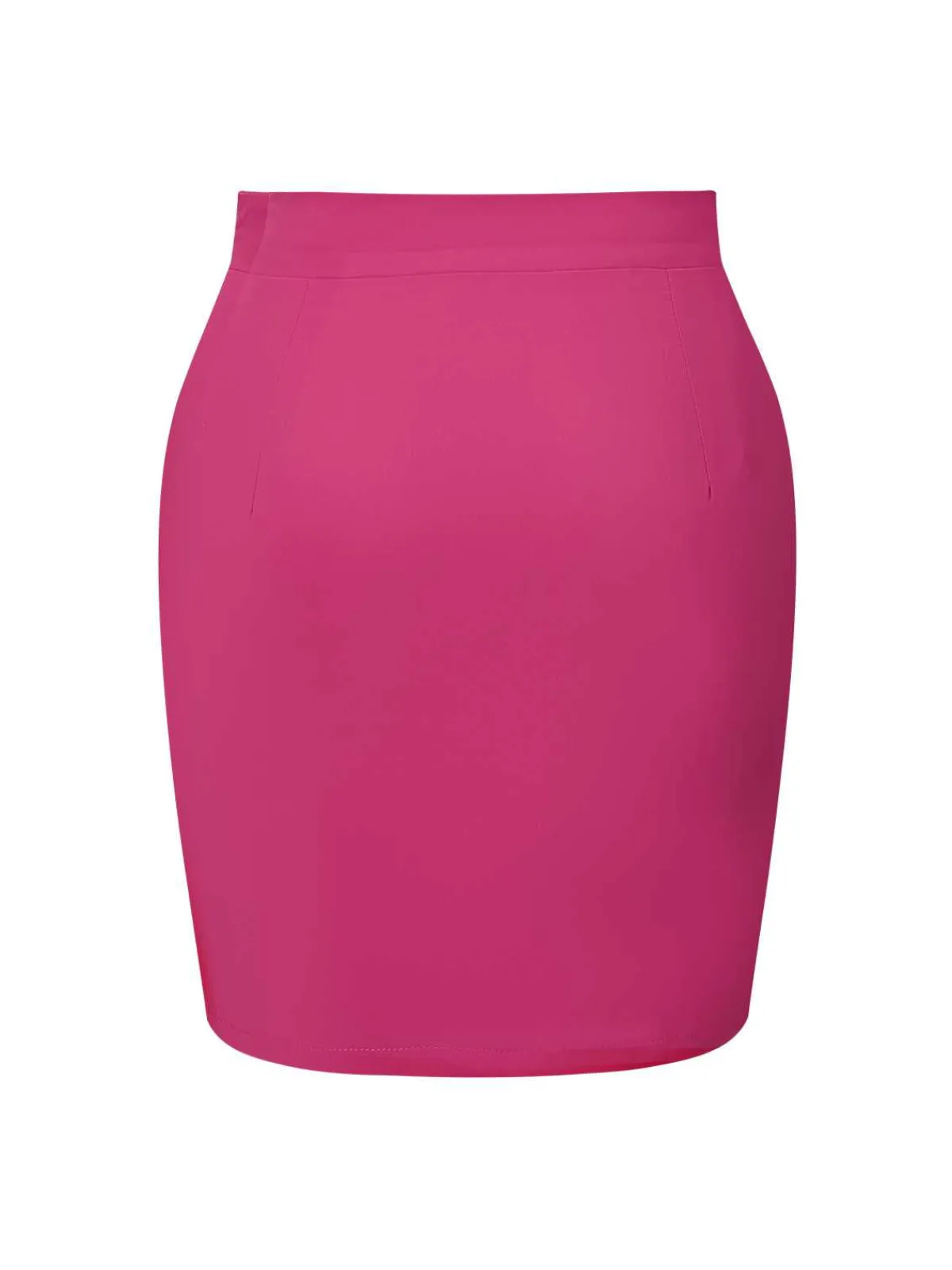 Hot Retro Stage 1970s Heart Button Pocketed Solid Skirt Rose Red