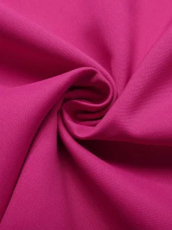Hot Retro Stage 1970s Heart Button Pocketed Solid Skirt Rose Red