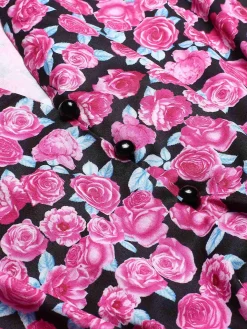 Hot Retro Stage 1940s Slit Roses V-Neck Dress Rose Red