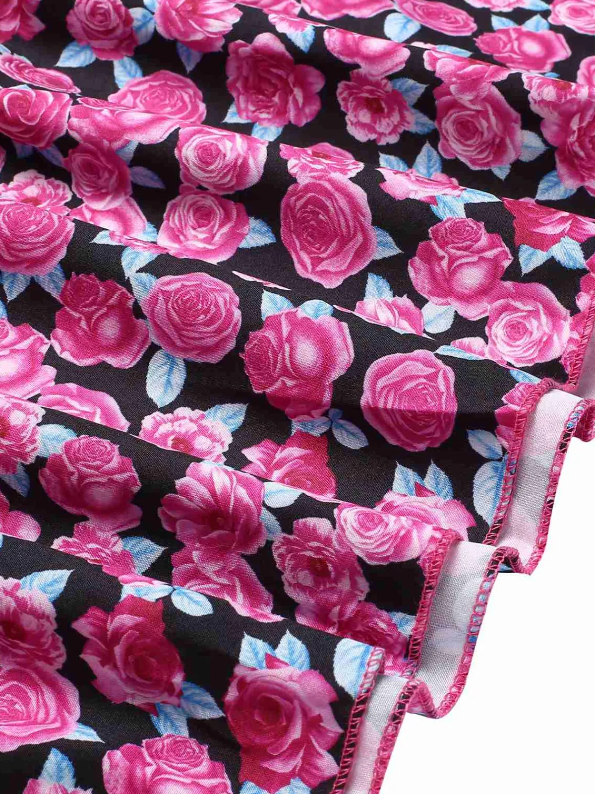 Hot Retro Stage 1940s Slit Roses V-Neck Dress Rose Red