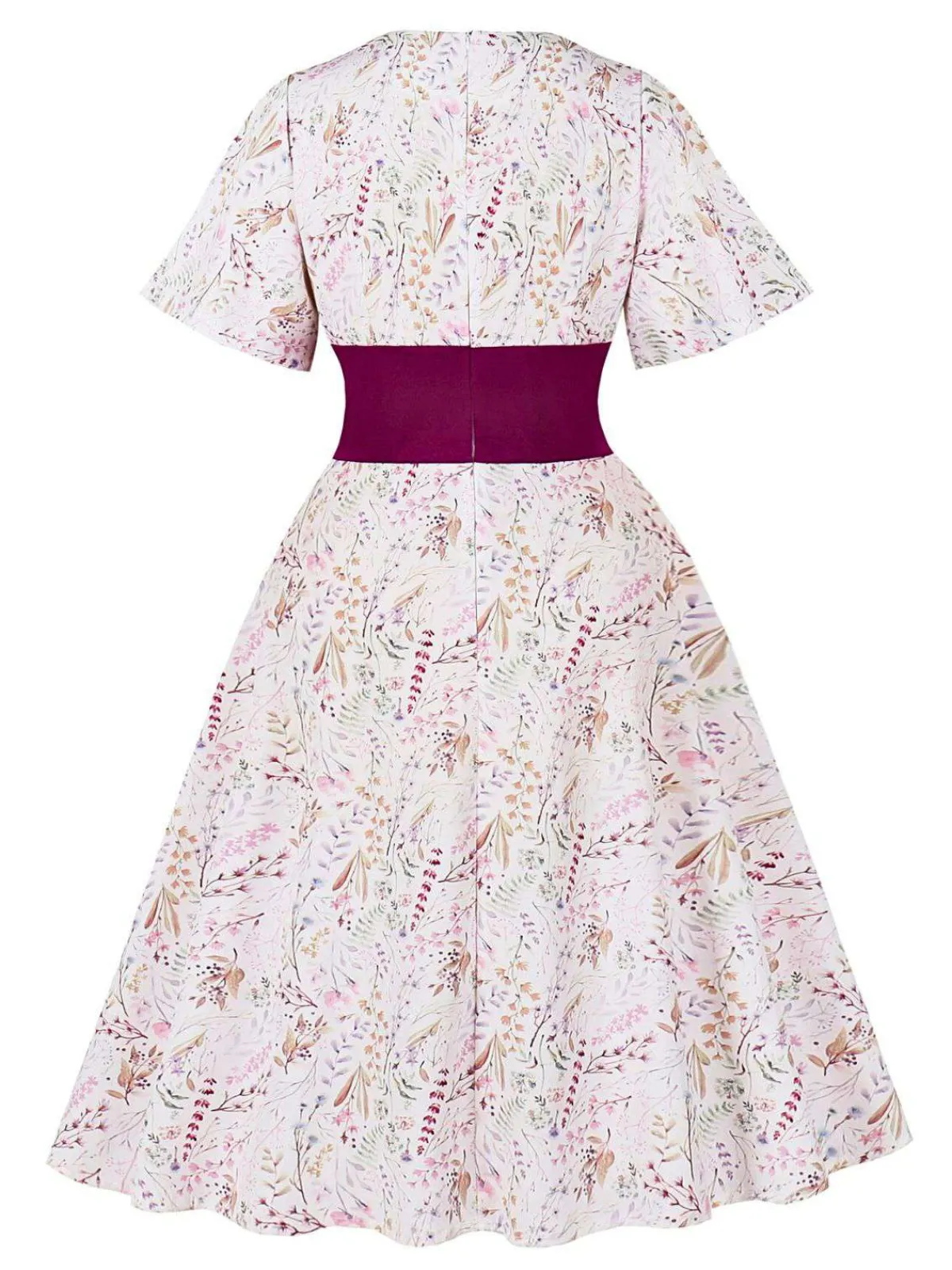 Hot Retro Stage 1950s Sweetheart Bell Sleeves Floral Dress Rose Viole
