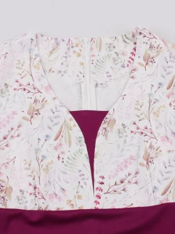 Hot Retro Stage 1950s Sweetheart Bell Sleeves Floral Dress Rose Viole