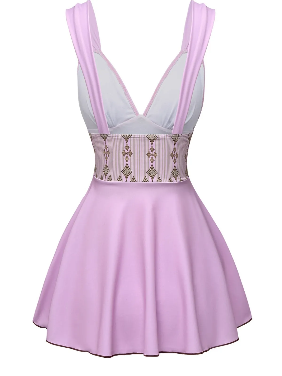 Sale Retro Stage 1940s Wide-Straps Geometric Swimdress Rose Viole