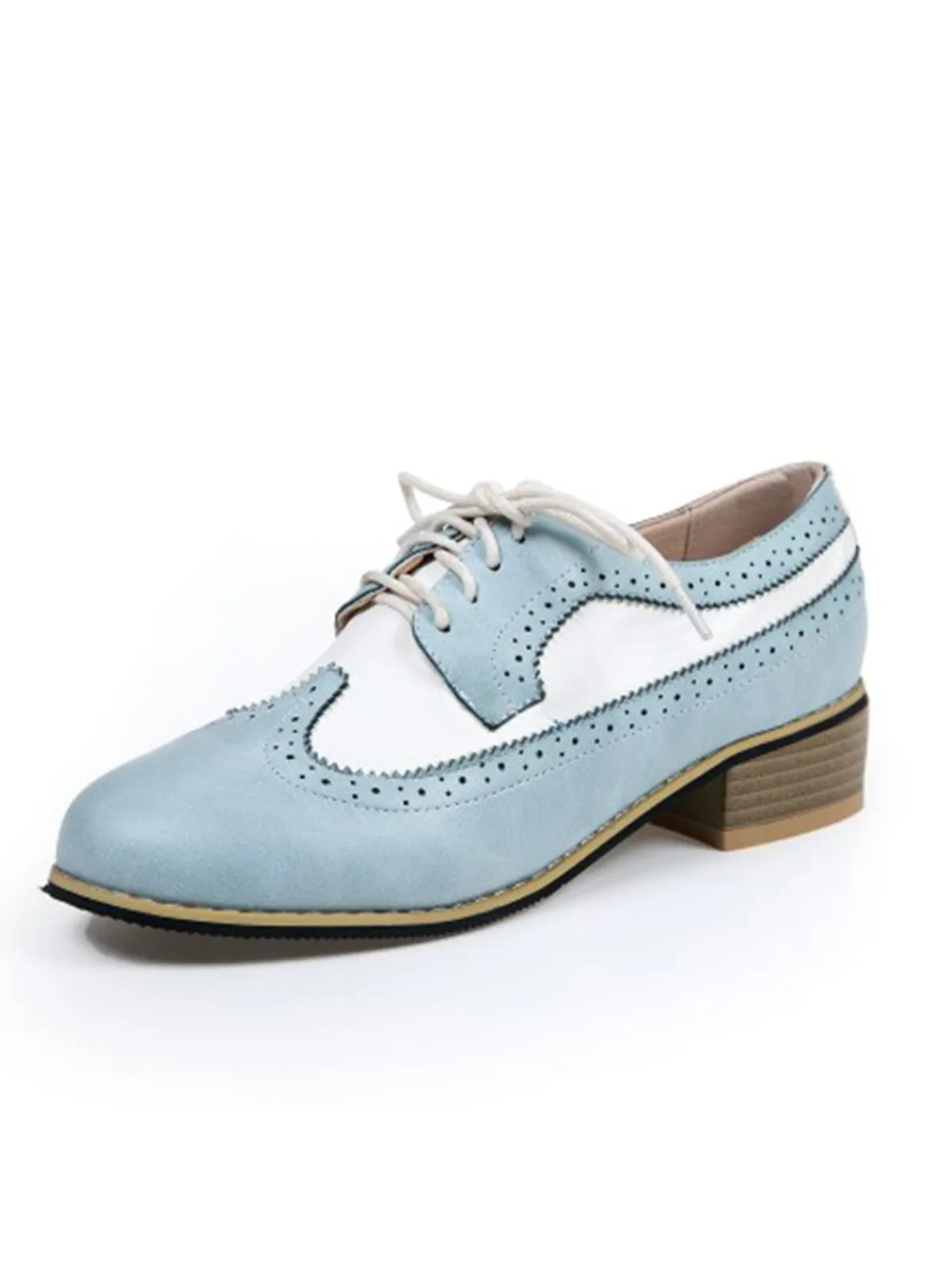 Sale Retro Stage Round Toe Paneled Brogue PU Leather Shoes