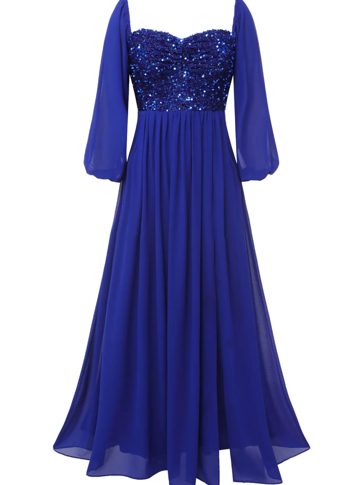 Online Retro Stage 1920s Sequined Sweetheart Neck Maxi Dress Royal Blue