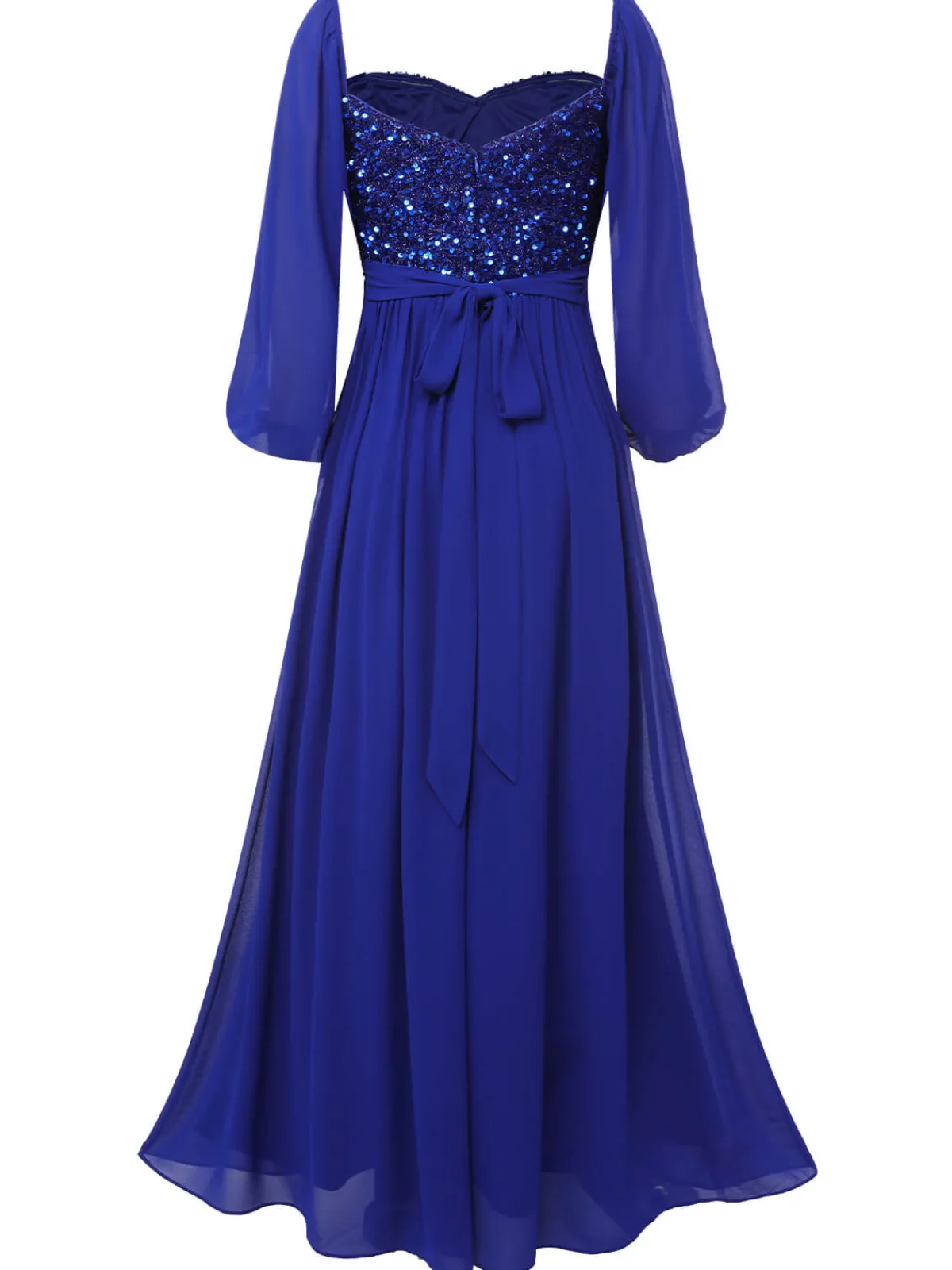 Online Retro Stage 1920s Sequined Sweetheart Neck Maxi Dress Royal Blue