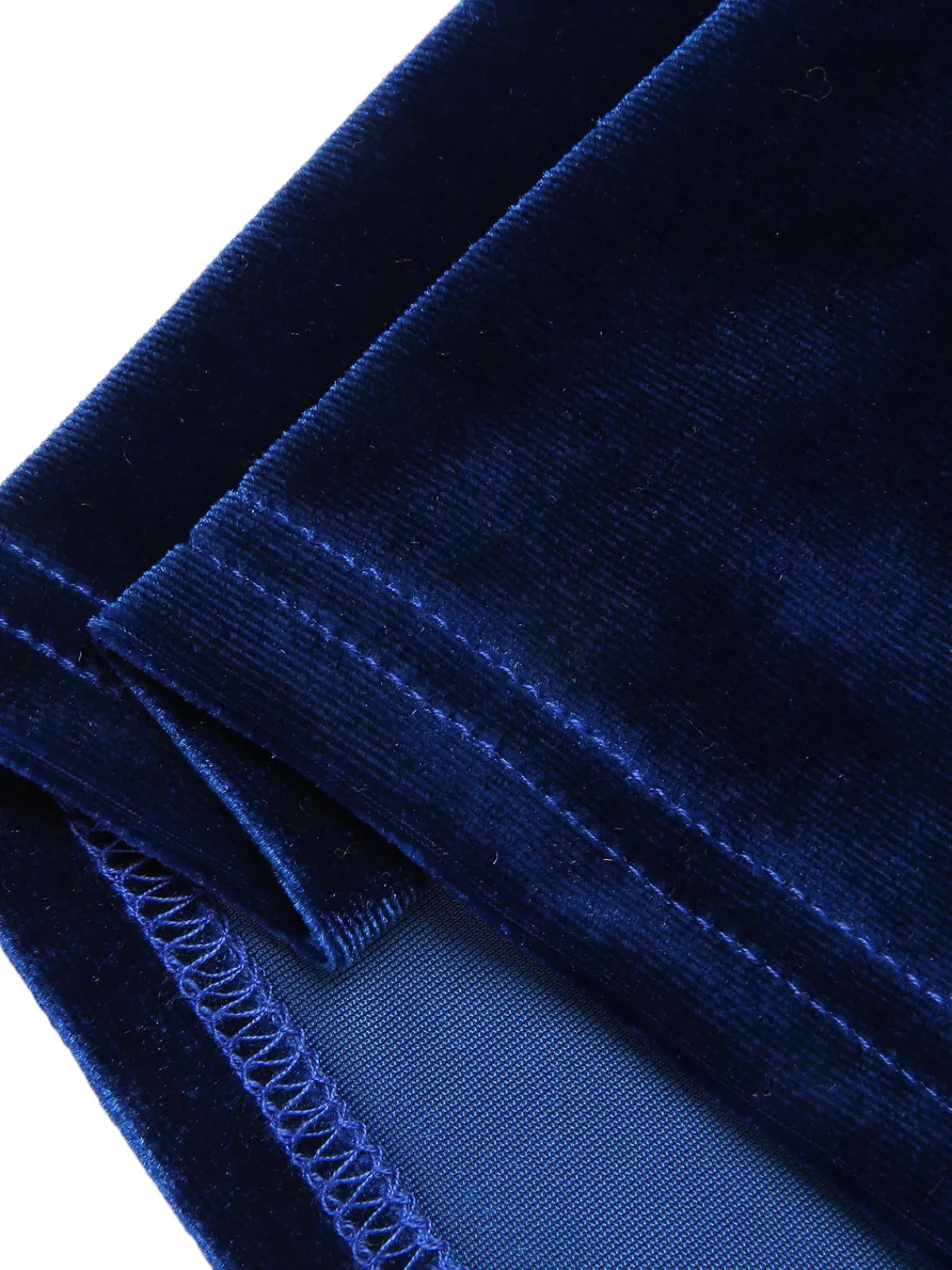 Clearance Retro Stage 1960s Solid Long Sleeve Velvet Dress Royal Blue